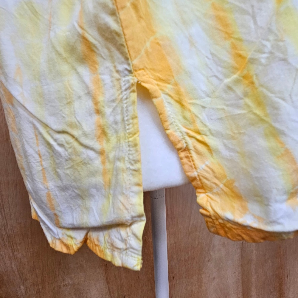 KUT From The Kloth Eden Short Sleeve Yellow And White Tie Dye Blouse Size Large - Picture 4 of 9